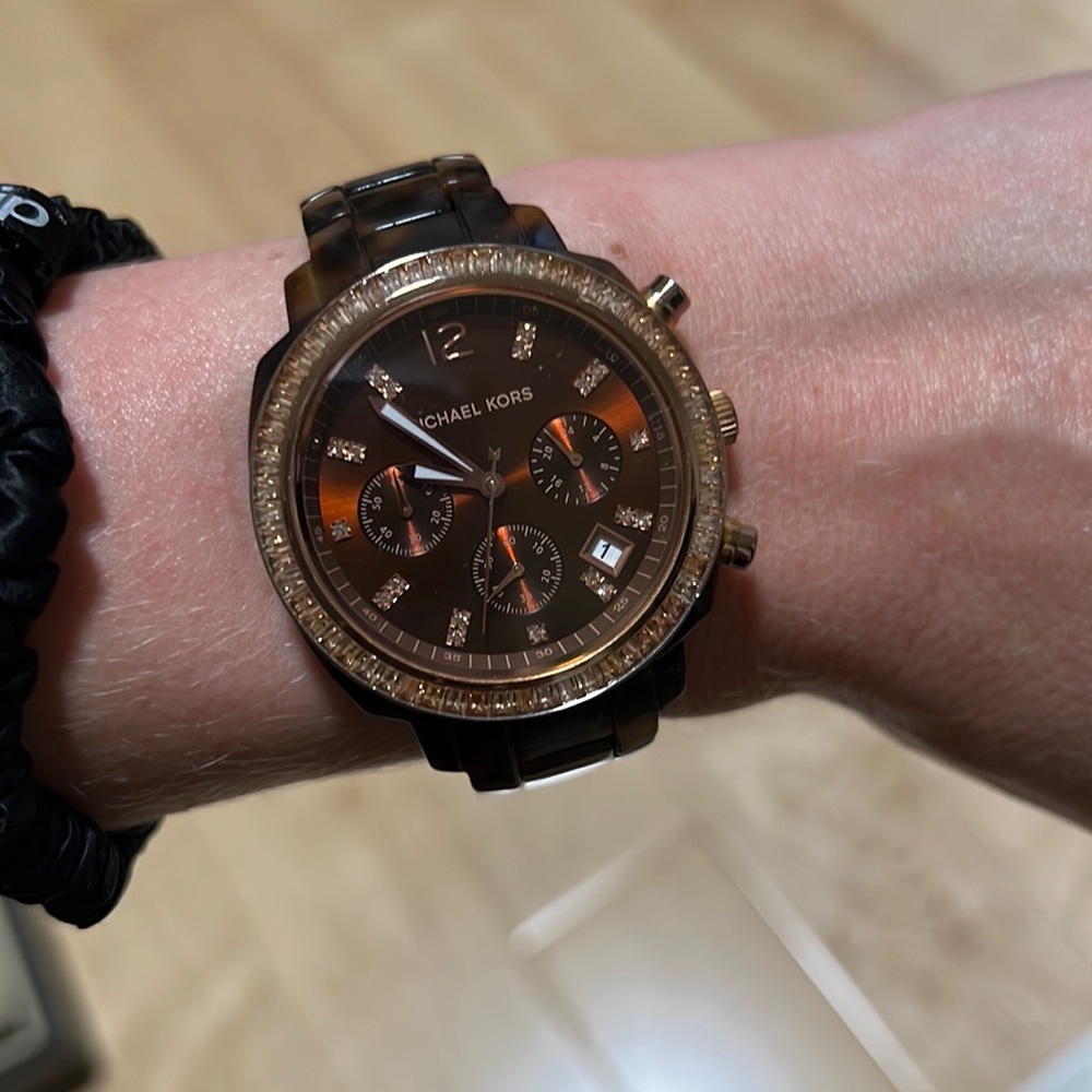 Michael Kors Tortoise Embellished Watch